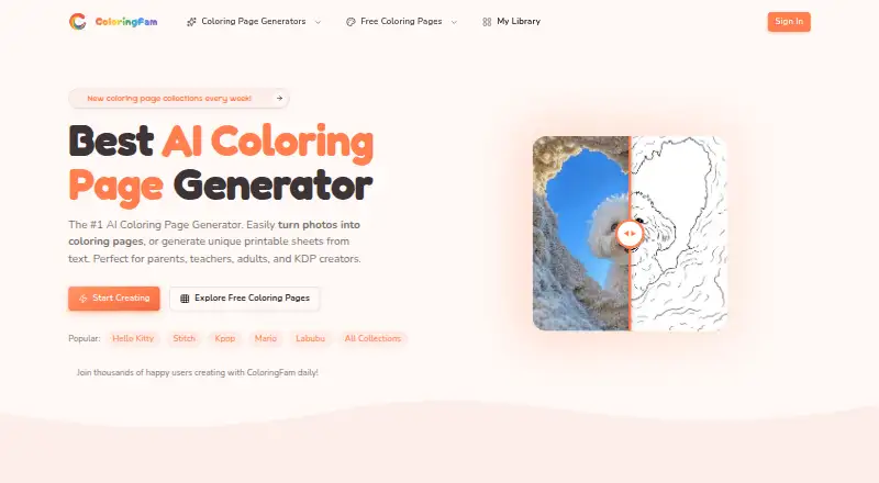 The ColoringFam homepage