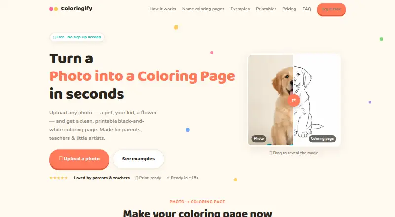 The Coloringify homepage