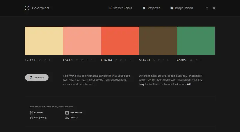 The Colormind homepage