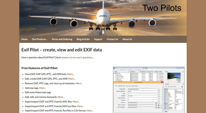The Exif Pilot homepage