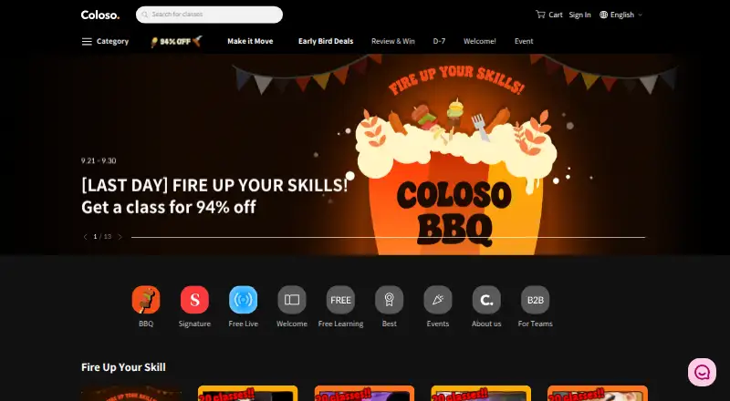 The Coloso homepage