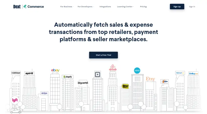 The Dext Commerce homepage