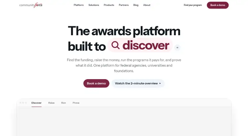 The CommunityForce homepage