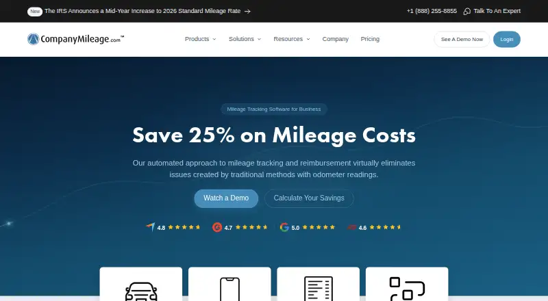 The CompanyMileage homepage