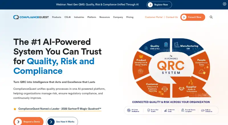 The ComplianceQuest homepage