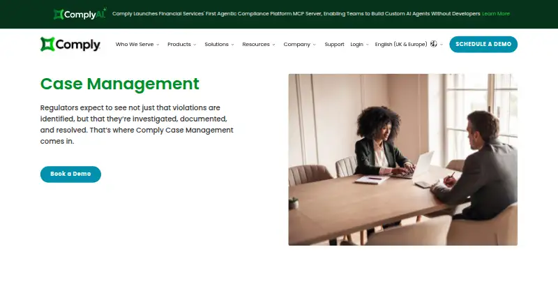 The Comply Case Management homepage
