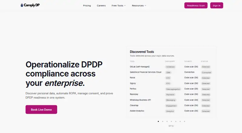 The ComplyDP homepage