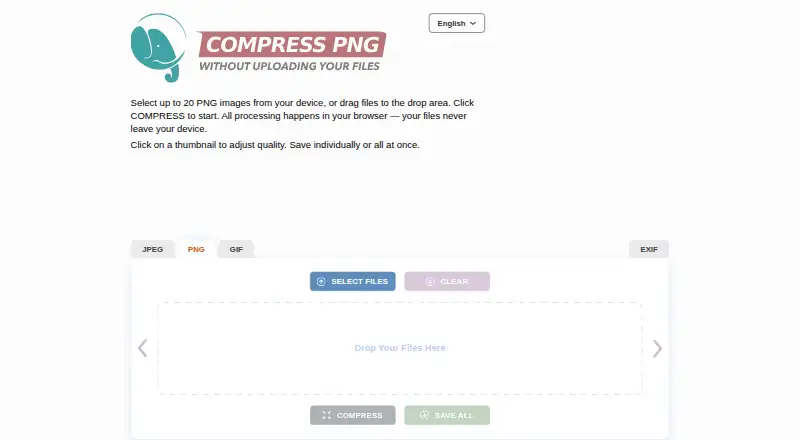 The Compress PNG homepage