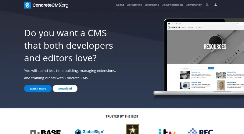 The Concrete CMS homepage