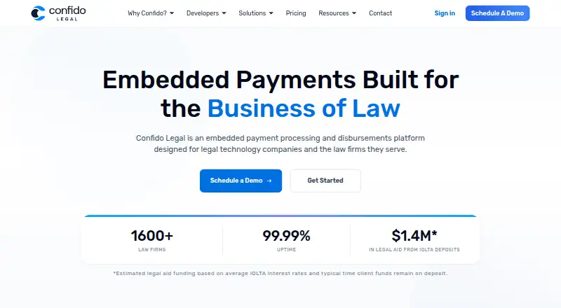 The Confido Legal homepage