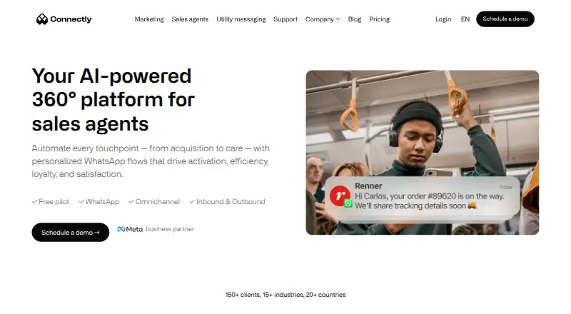The Connectly homepage