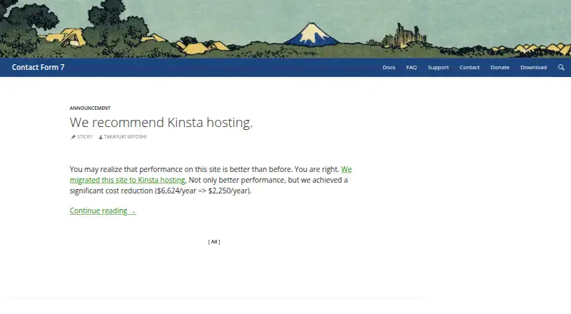 The Contact Form 7 homepage