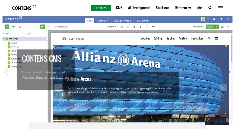 The CONTENS CMS homepage