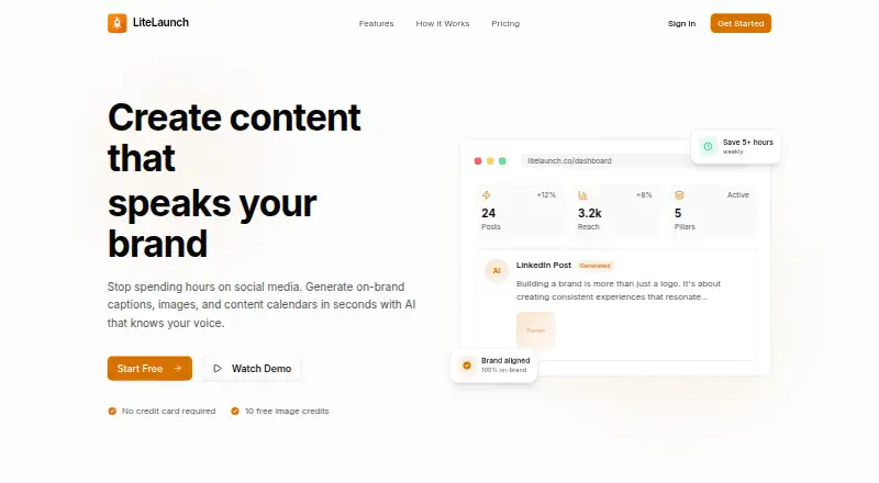 The LiteLaunch homepage