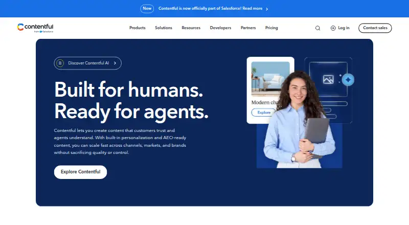The Contentful homepage