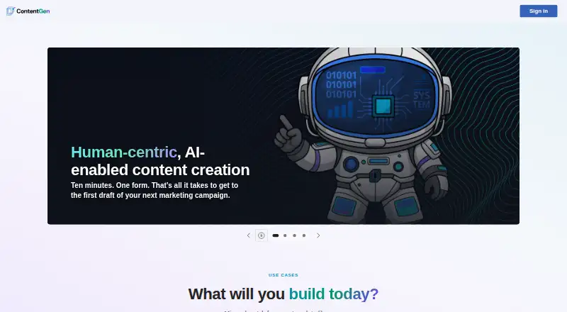 The ContentGen homepage