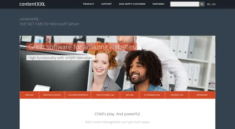 The contentXXL CMS homepage