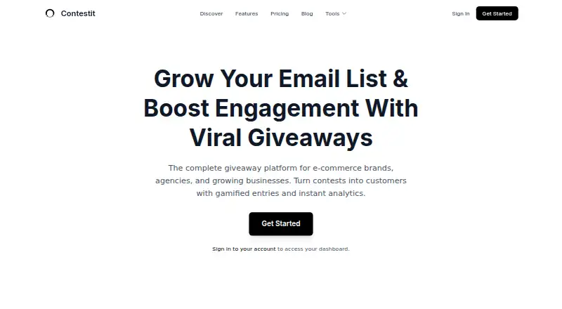 The Contestit homepage