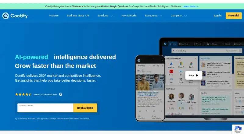 The Contify homepage