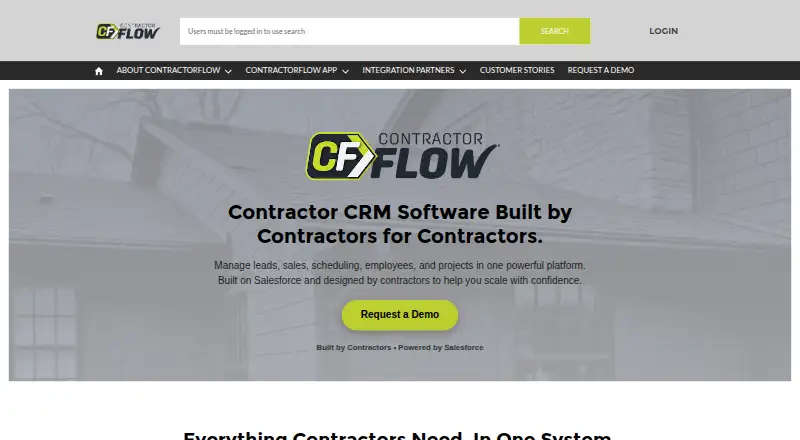 The ContractorFlow homepage