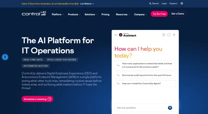 The ControlUp ONE homepage