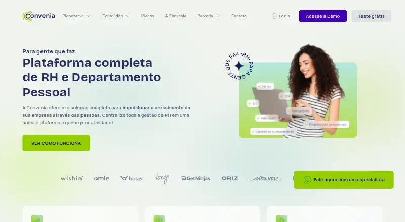 The Convenia homepage
