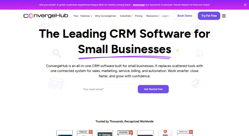 The ConvergeHub homepage