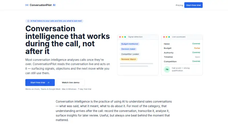 The ConversationPilot homepage