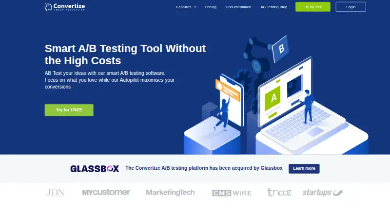 The Convertize homepage