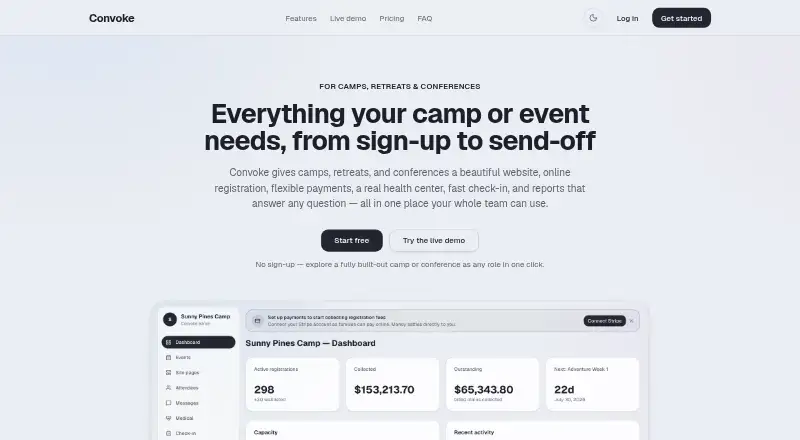 The Convoke homepage