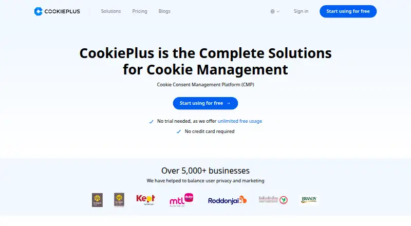 The CookiePlus homepage