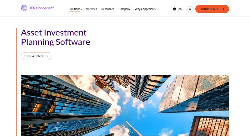 The IFS Copperleaf Asset Investment Planning homepage