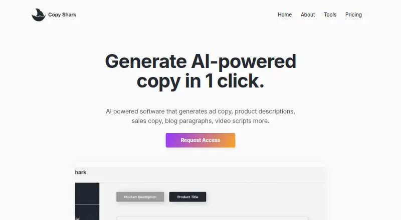 The CopyShark homepage