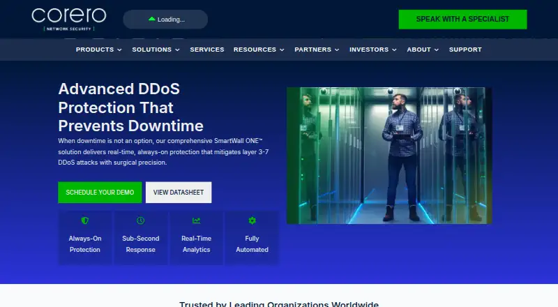 The Corero SmartWall ONE homepage