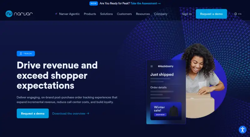 The Narvar Track homepage