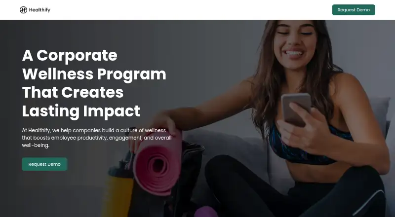 The Healthify Corporate homepage