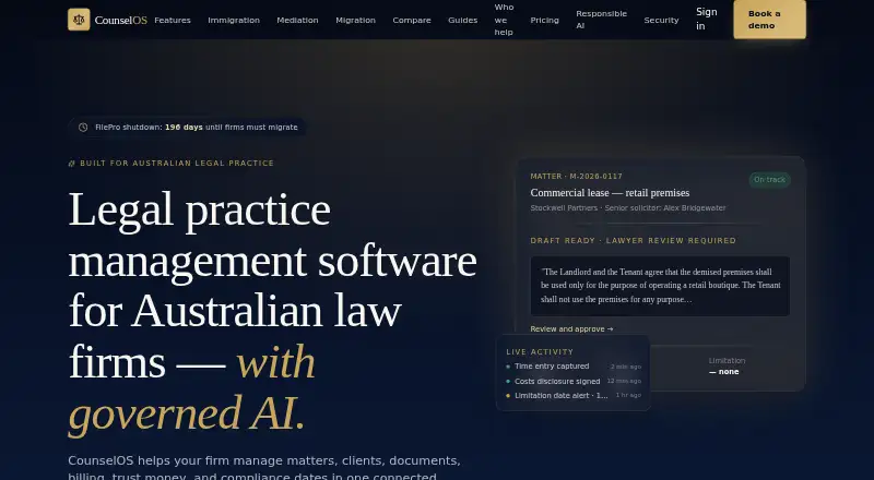 The CounselOS homepage