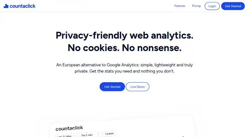 The CountaClick homepage
