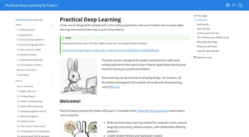The fast.ai homepage