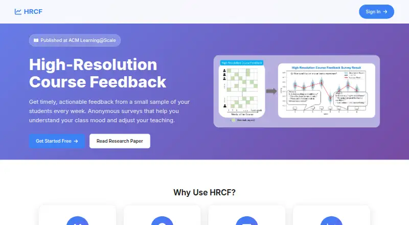The High-Resolution Course Feedback homepage