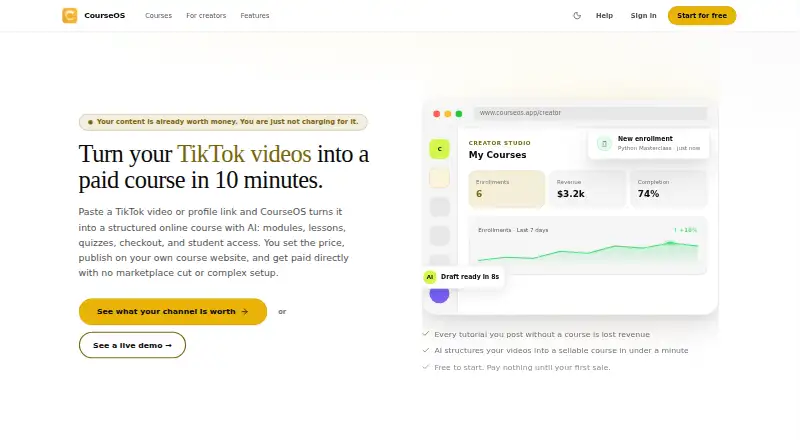 The CourseOS homepage