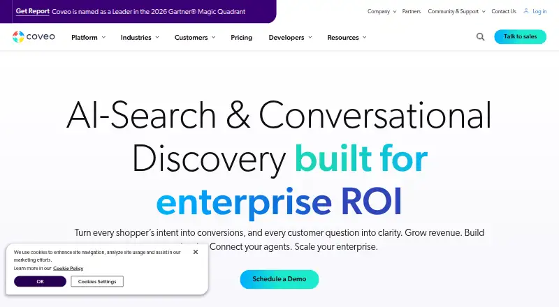 The Coveo homepage