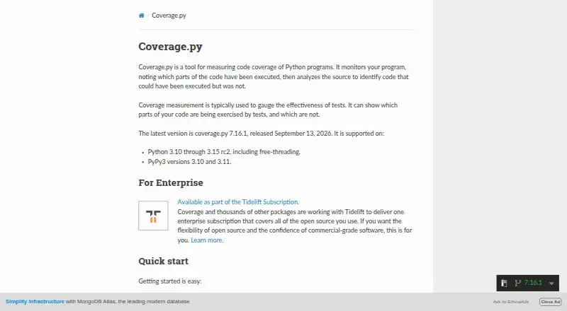 The Coverage.py homepage