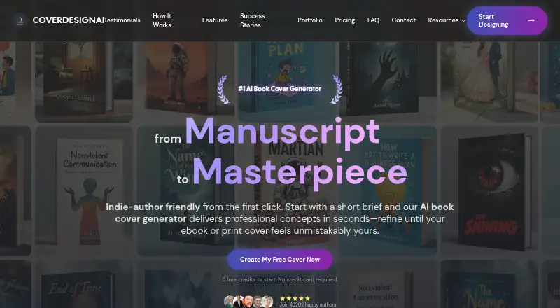 The CoverDesignAI homepage