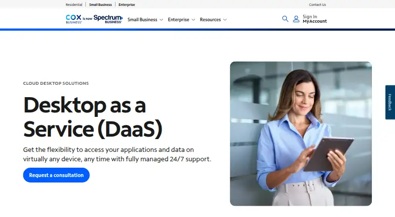 The Cox Cloud Desktop Services homepage