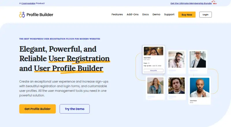 The Profile Builder homepage