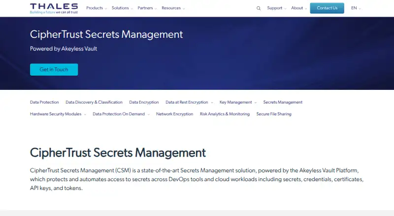 The CipherTrust Secrets Management homepage