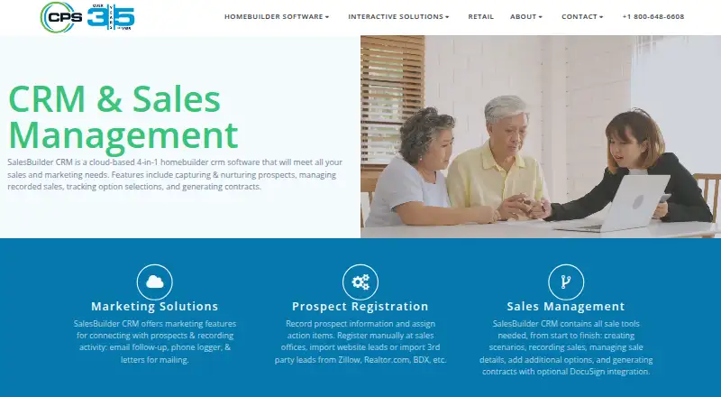 The CPS SalesBuilder CRM homepage