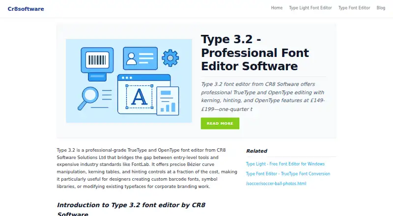 The Type 3.2 homepage