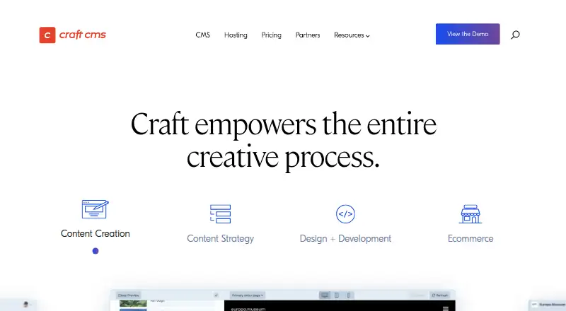 The Craft CMS homepage